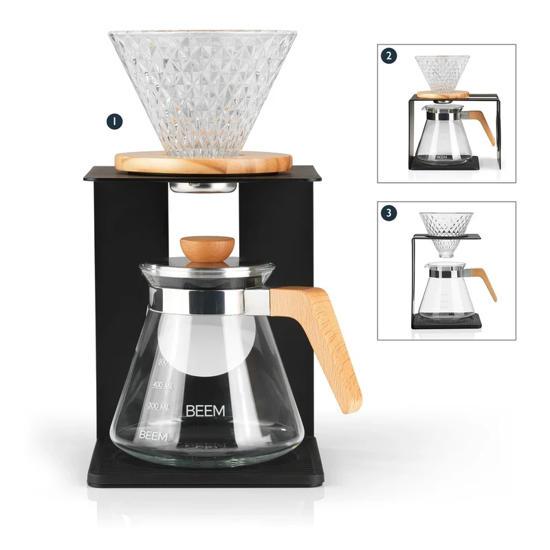 Pour Over Kaffeebereiter Set - 4 Tassen / Holz