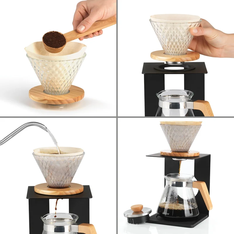 Pour Over Kaffeebereiter Set - 4 Tassen / Holz