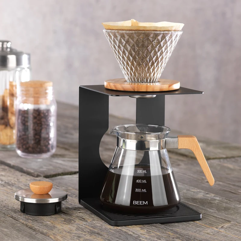Pour Over Kaffeebereiter Set - 4 Tassen / Holz