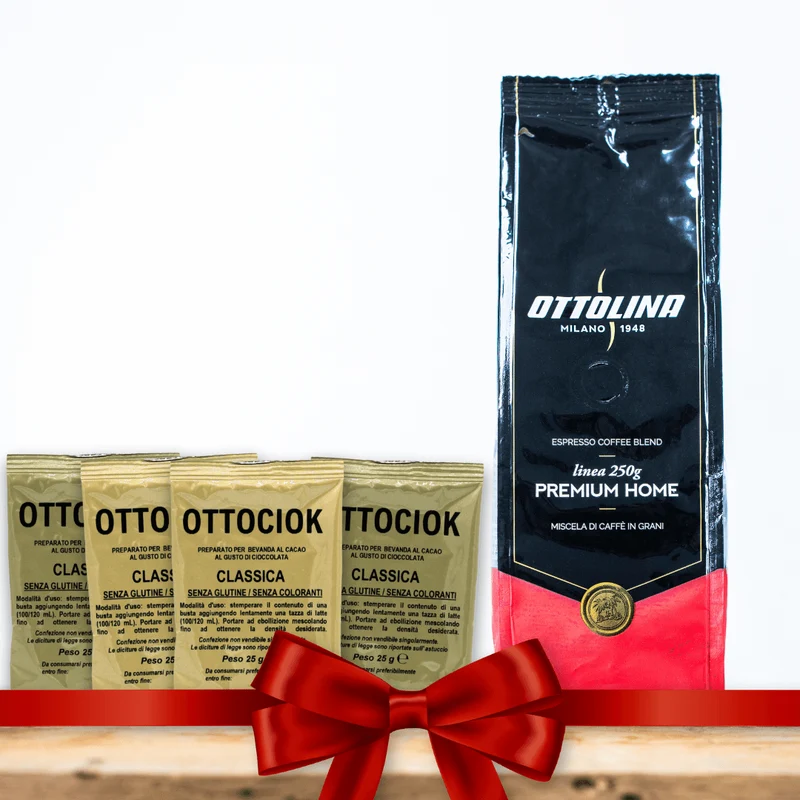 Geschenkset- Premium Line - Fortissima, Kaffeebohnen (250g) + OTTOCIOK (4 Packungen à 25g)