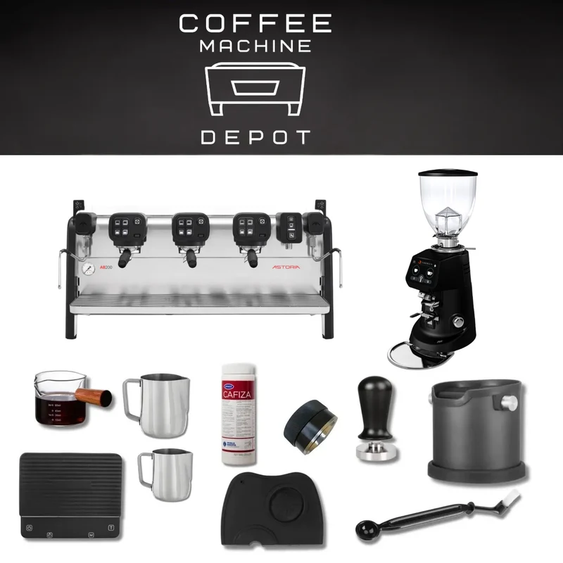 Astoria AB200 3 Group with Fiorenzato F64 E Bundle Package - Black