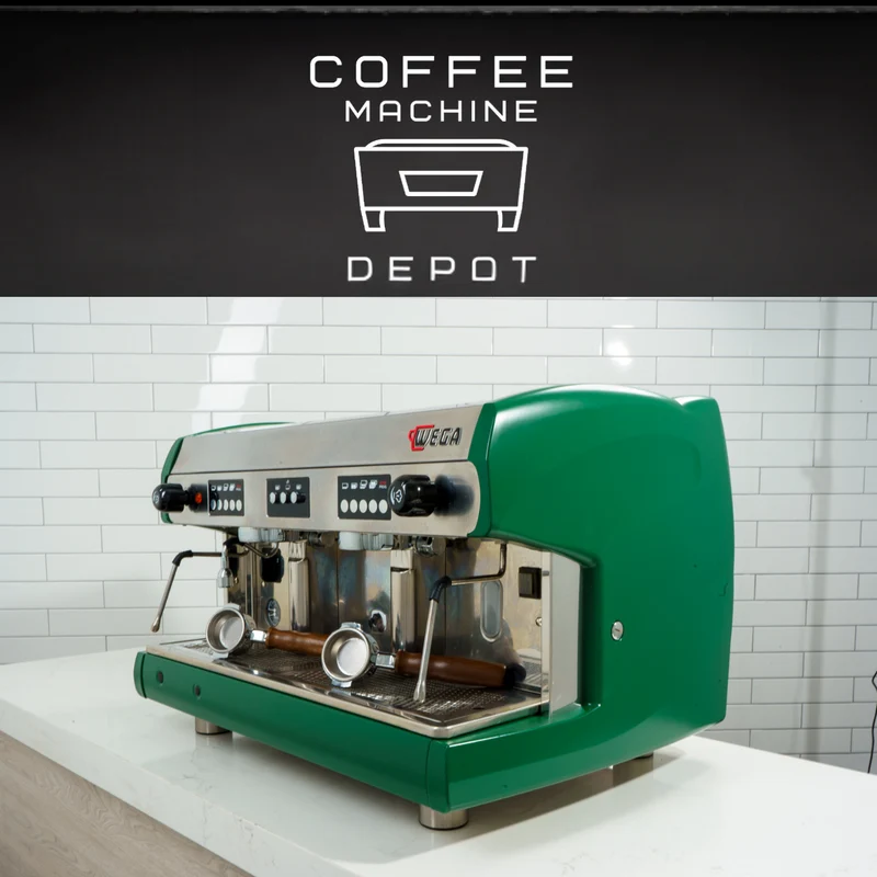 Wega Polaris High Cup 2 Group Custom Green with Wood Commercial Espresso Machine