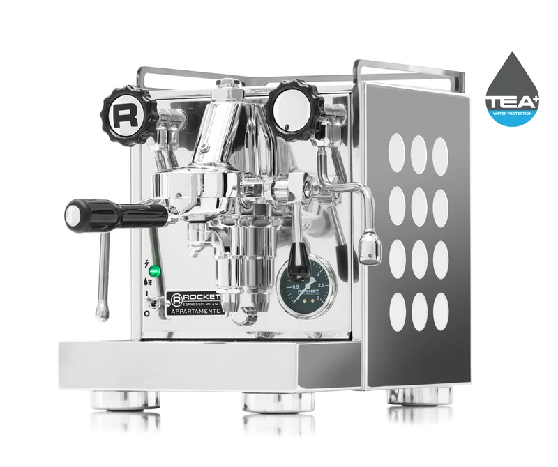 Rocket Appartamento Kompakte Siebträger Espressomaschine chrom weiß