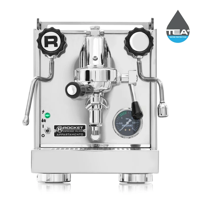 Rocket Appartamento Kompakte Siebträger Espressomaschine chrom weiß