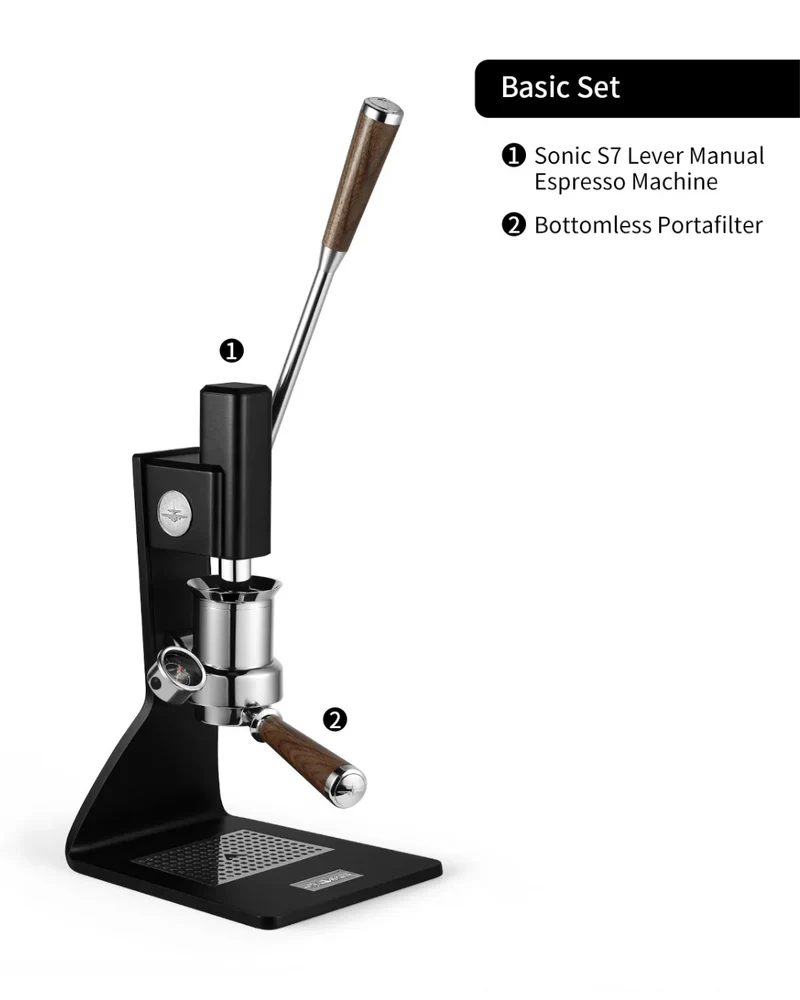 MHW-3BOMBER Sonic S7 Manual Espresso Machine + 10-Pieces Deluxe Barista Kit