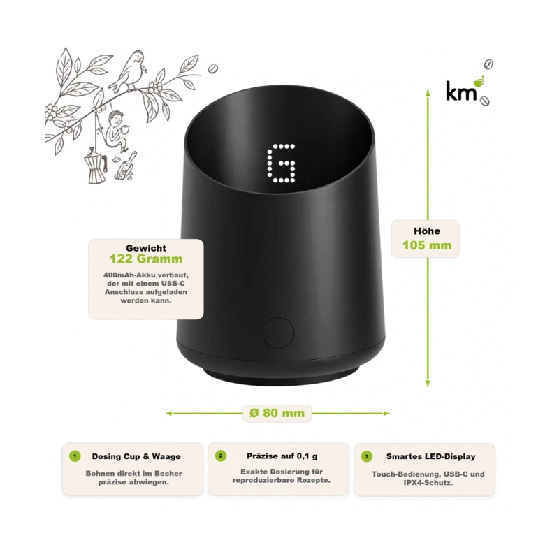 Subminimal Subscale: Digitaler Kaffee-Dosierbecher