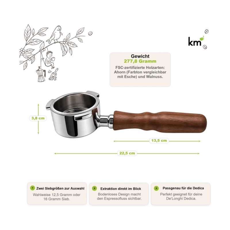 Bodenloser Siebträger für Delonghi Dedica