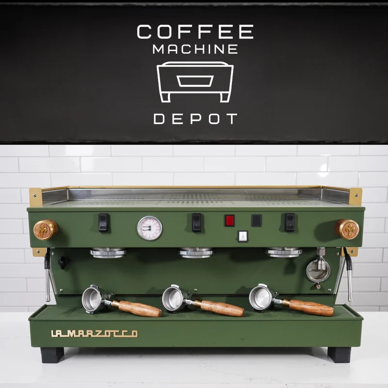 La Marzocco - Linea Classic EE 3 Group Commercial Espresso Machine - Fully Custom "Military" Green & Wood