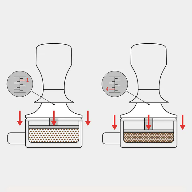 Kalibrierter & Selbstnivellierender Kaffeetamper 58 mm (Walnuss- oder Alugriff) – Perfektion für jeden Espresso-Shot