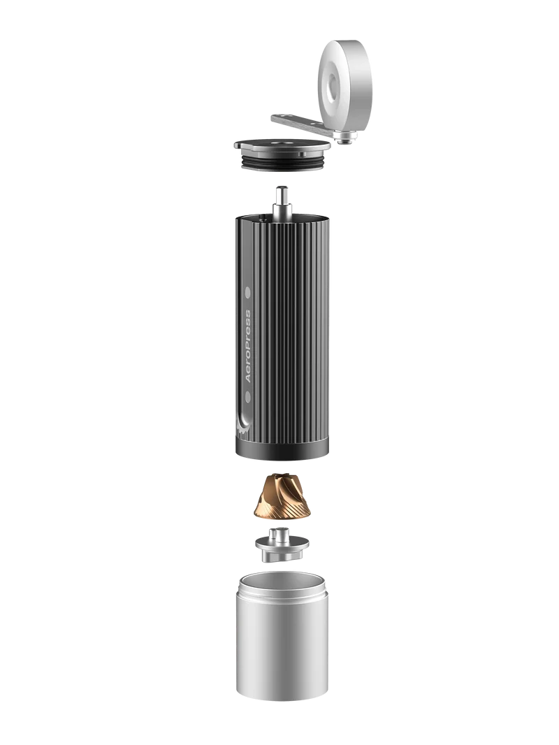 AeroPress Manuelle Kaffeemühle - Tragbare Handmühle mit titanbeschichteten Kegelmahlwerken, 60 Mahlgradeinstellungen, Kompakte Reisekaffeemühle für AeroPress, Espresso, French Press, Moka-Kanne