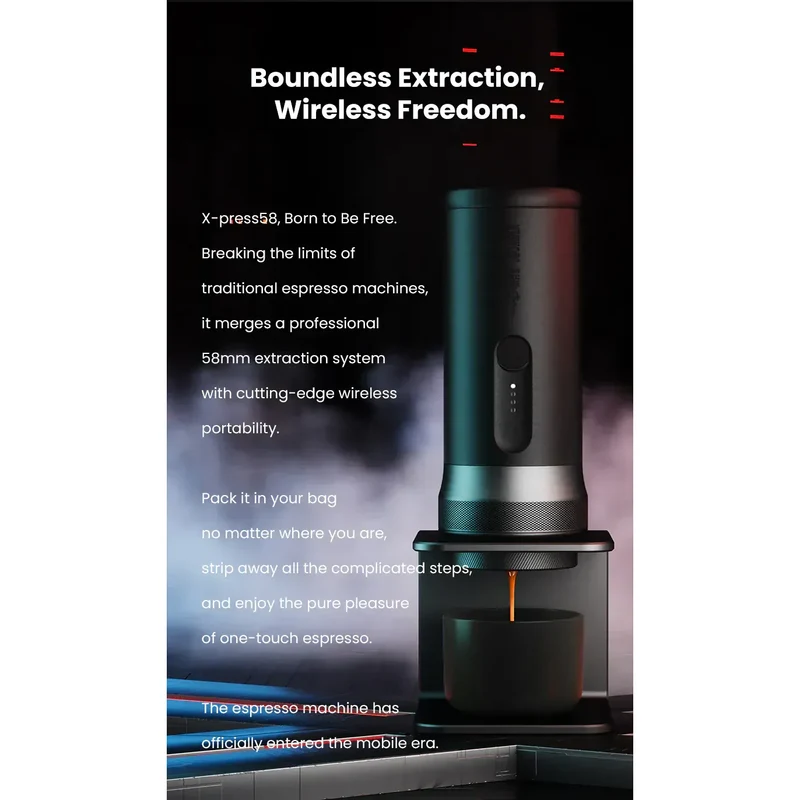 MHW-3BOMBER X-PRESS58 – Kabellose 58 mm Espressomaschine mit Akku