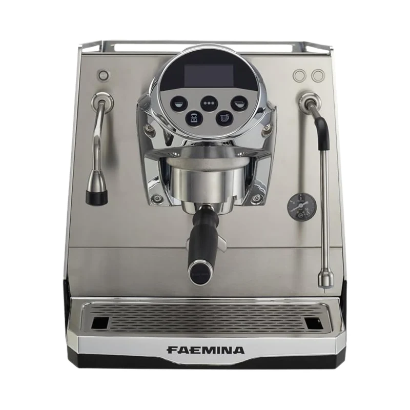 Faema Faemina A/1 GTI 5P – 1 Group Commercial Espresso Machine with Autosteam (Aluminum Lighting/Anodised Black)