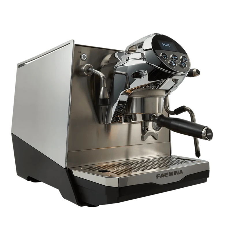 Faema Faemina A/1 GTI 5P – 1 Group Commercial Espresso Machine (Aluminum Lighting/Anodised Black)