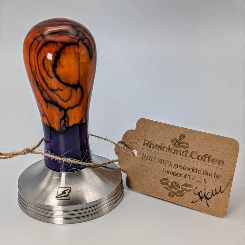 Epoxy Elegance Tamper #17 – Gestockte Buche & Petrolblau