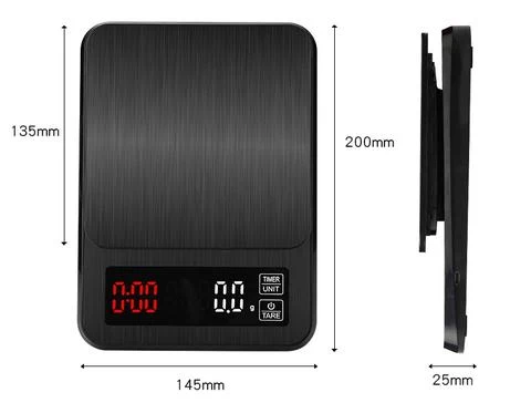 Barista Space Electronic 3Kg LCD Digital Drip Coffee Scale with Timer