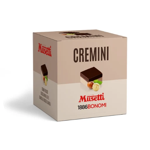 Cremini Musetti, Box da 100 – Cioccolatini al Latte e Bianco alle Nocciole Gianduia