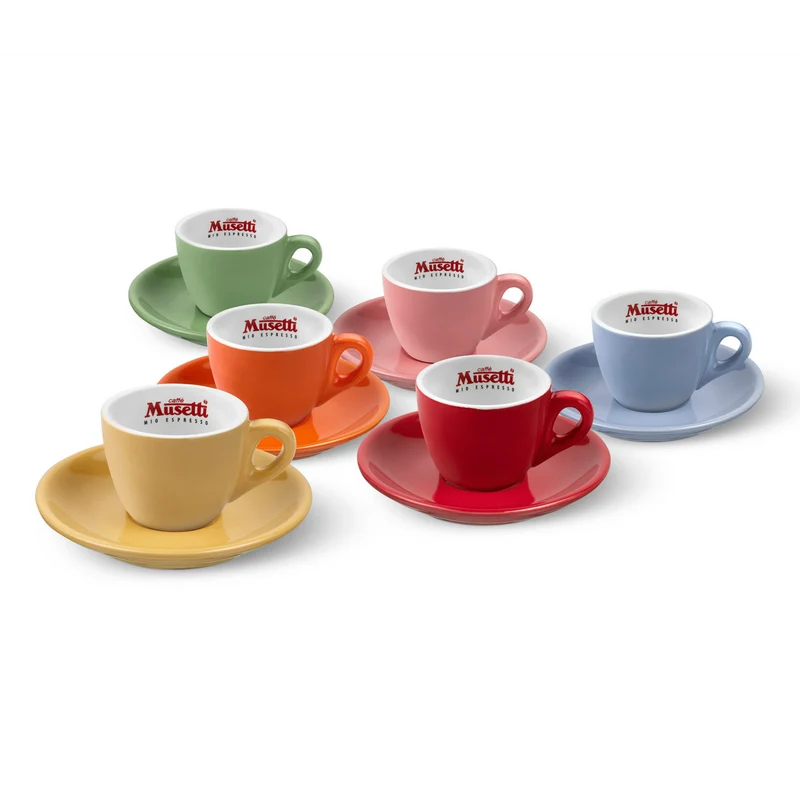 Set di 6 tazzine da caffè Musetti con piattini - Rainbow