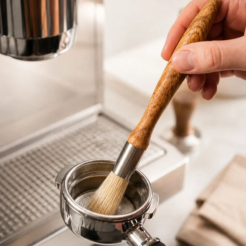 Barista Reinigungspinsel aus Holz – Für Siebträger & Kaffeemühlen