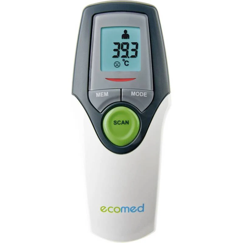 B-Ware Ecomed Fieberthermometer Infrarot Stirn Thermometer Schläfe TM-65E Weiß Grau