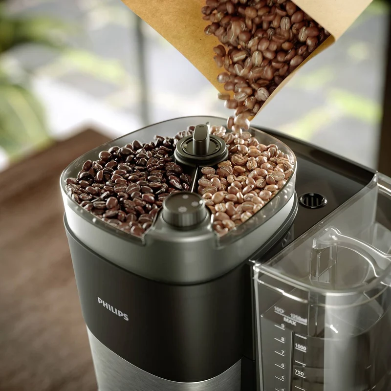D-Ware Philips HD7900/01 Kaffeemaschine Schwarz Silber Glaskanne Mahlwerk DEFEKTWARE