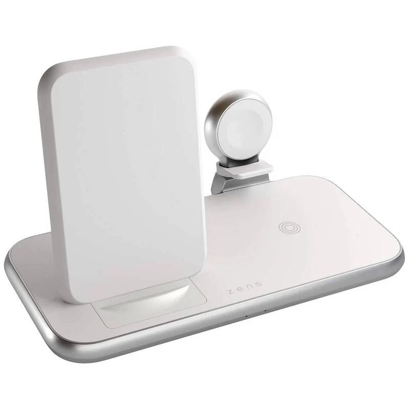 B-Ware Zens Aluminium Series 4 in 1 Stand Watch 45W Ladegerät Netzteil 2x 10W Qi weiß