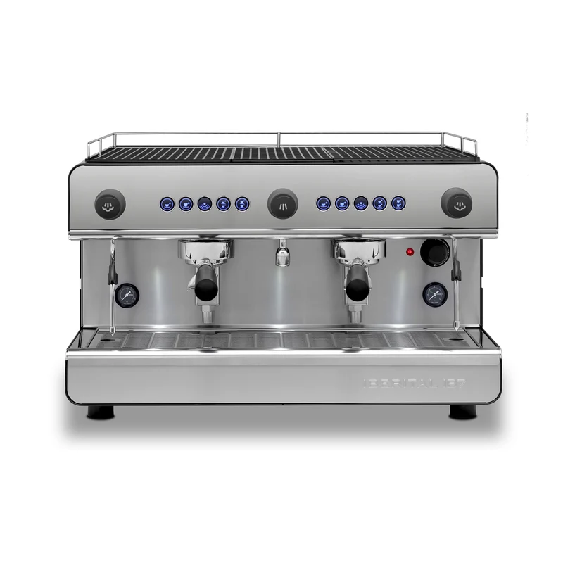 Iberital IB7 2-Gruppig LED Schwarz Matt mit 2 Dampflanzen .