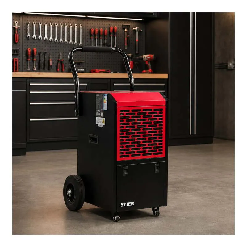 B-Ware STIER Tragbarer Luftentfeuchter 50L/Tag Smart Control für 50-200m² weiß 800W