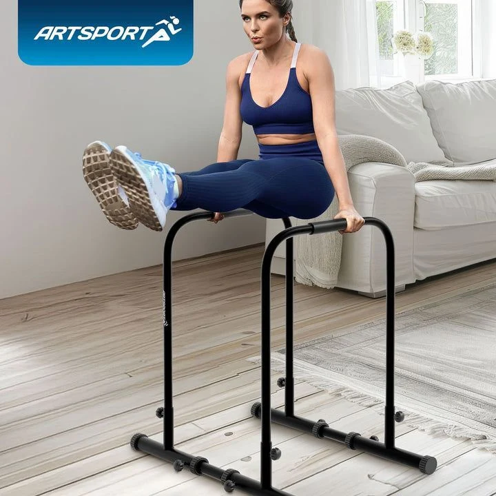 B-Ware Dip Station Dip Barren aus Stahl verstellbare Stangen rutschfeste Griffe 500kg
