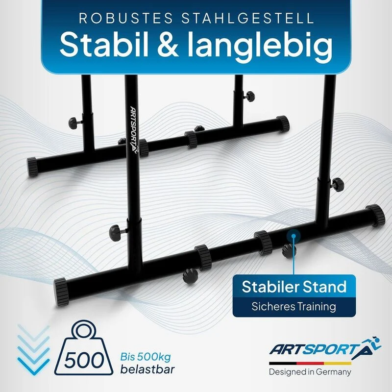 B-Ware Dip Station Dip Barren aus Stahl verstellbare Stangen rutschfeste Griffe 500kg