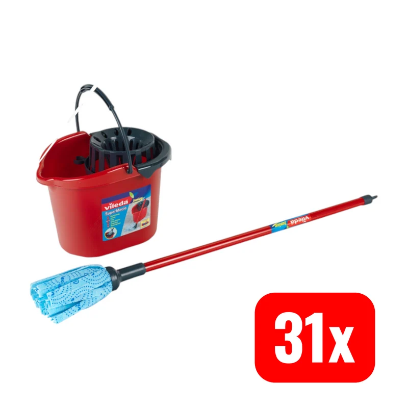 31x B-Ware Vileda Spielzeug Wischmopp-Set mit Eimer und Aufsatz Wischset Wischer 31 STÜCK
