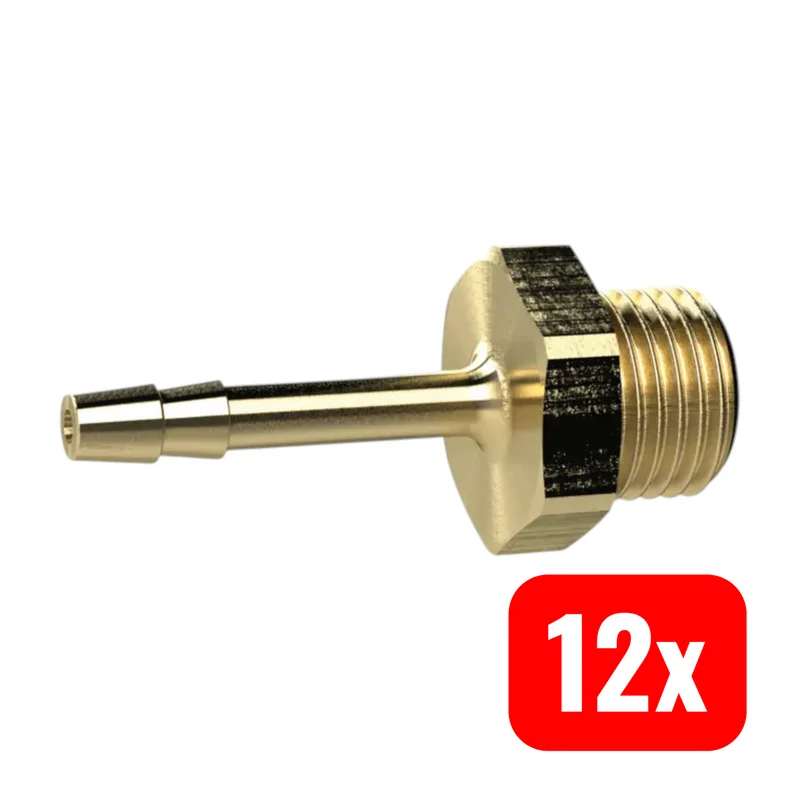 12x B-Ware Riegler Schlauchtülle Einschraubschlauch Messing G 1/4 LW 4 mm SW 17 mm 12 STÜCK