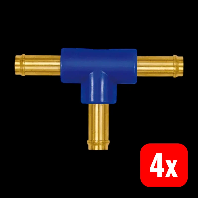 4x B-Ware Riegler T Schlauchverbinder Anschluss T Verbindungsstutzen Messing 13 mm 4 STÜCK