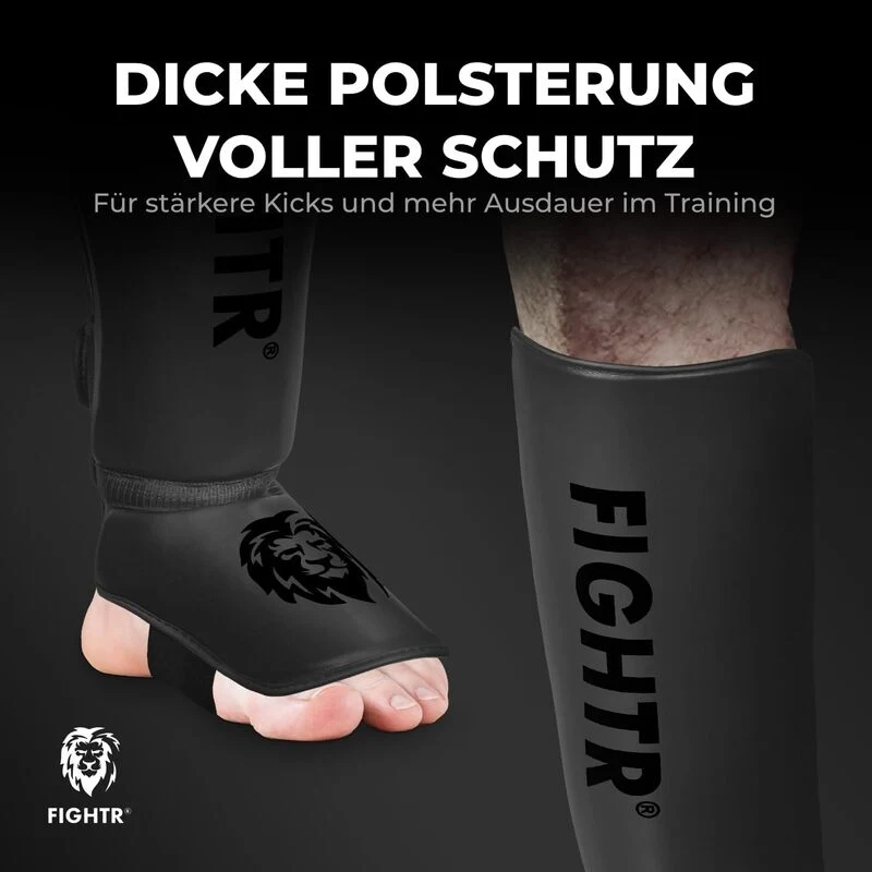 B-Ware FIGHTR Schienbeinschoner Kickboxing MMA Muay Thai idealer Schutz perfekt Größ M