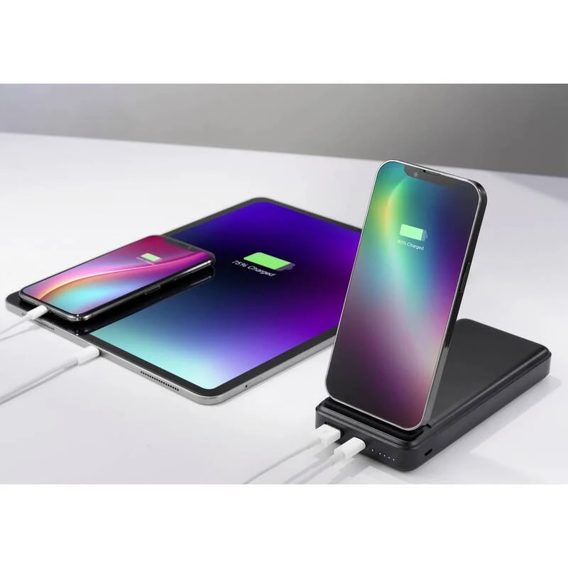 B-Ware Voltcraft Wireless Powerbank 20000 mAh Qi Ladegerät Akku Schwarz mit