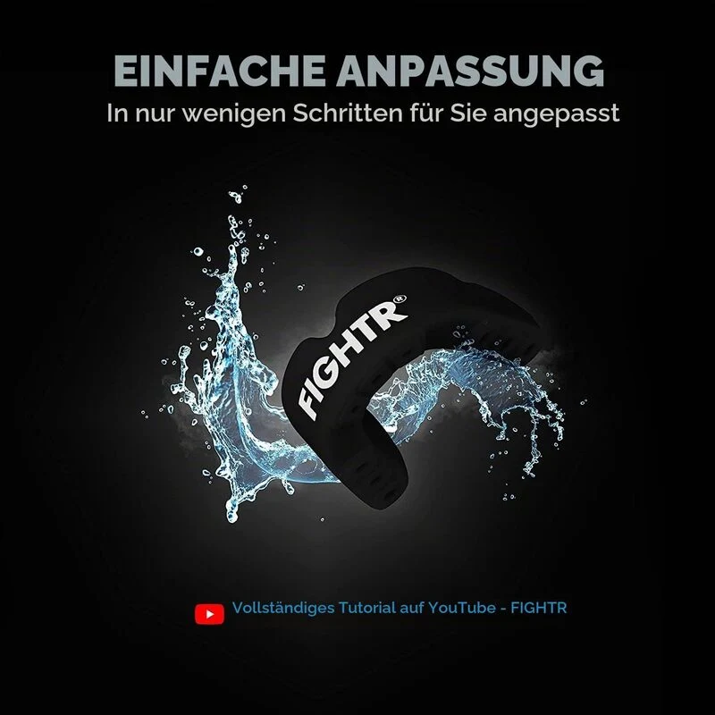 B-Ware FIGHTR Premium Mundschutz Zahnschutz Boxen MMA inkl. Hygiene Box blau 78x78mm
