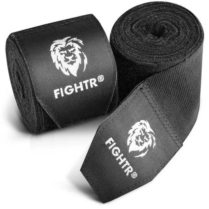 B-Ware FIGHTR Boxbandagen Kinder schwarz 2,5m optimaler Schutz für Boxen MMA Kampfsport