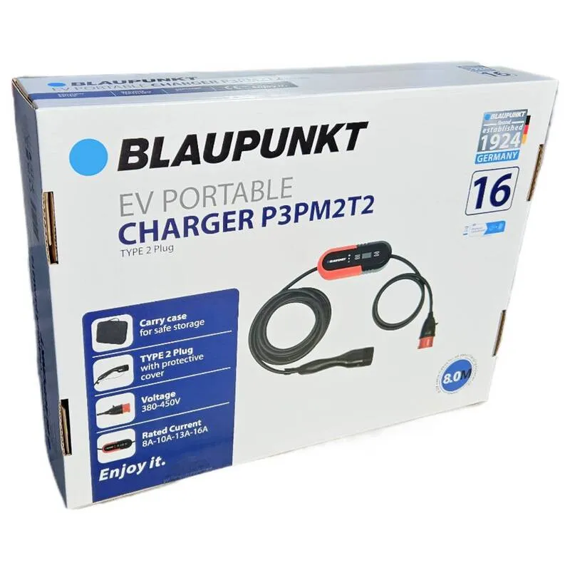 B-Ware Blaupunkt Mobile Ladestation Typ 2 16A 11kW Ladegerät Elektroauto IP54 3-phasig