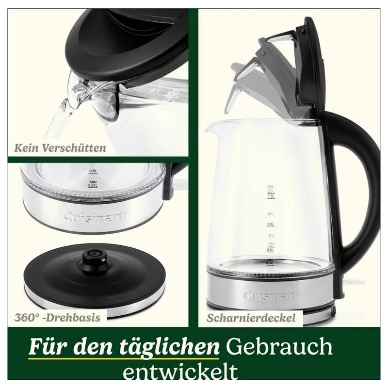 B-Ware Cuisinart Wasserkocher Teekocher Glasklar 1,5l Kocher für heiße Getränke Küche