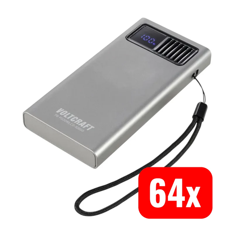 64x B-Ware VOLTCRAFT Powerbank Akku Ladegerät Grau Fast Charge Power 10000 mAh 64 STÜCK
