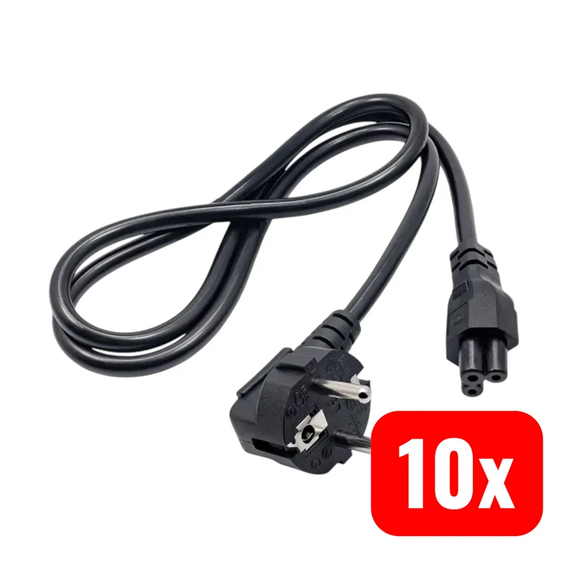 10x B-Ware Akyga Stromkabel Adapter Netzteil Kabel Strom Schwarz Kleeblatt C5 1 m 10 STÜCK