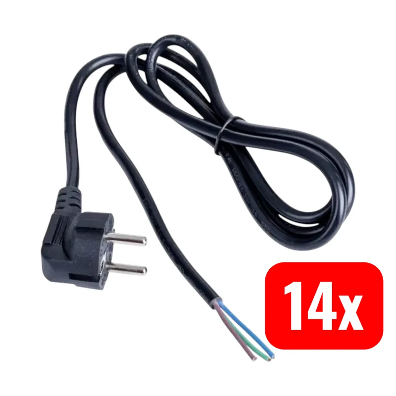 14x B-Ware Akyga Stromkabel Anschlusskabel Netzkabel offene Kabelenden Schuko 1,5m 14 STÜCK