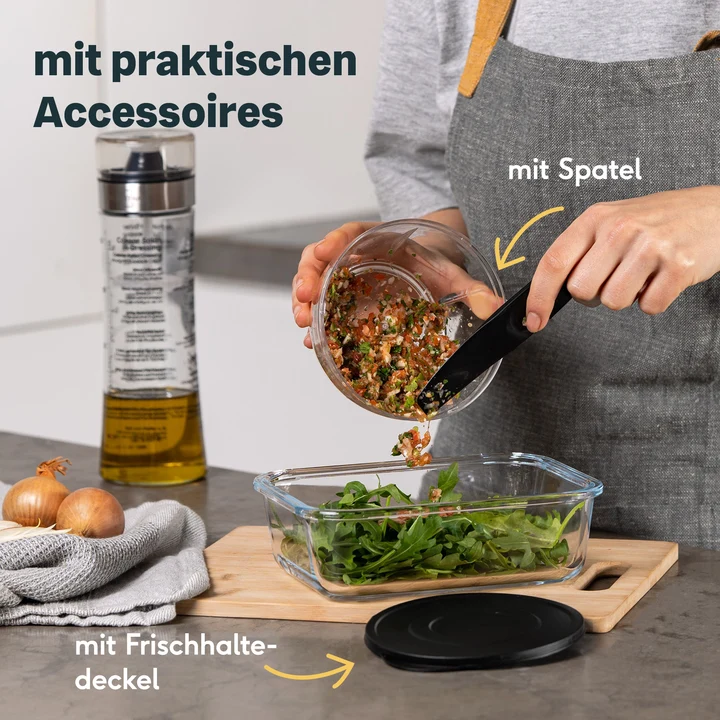 B-Ware SILBERTHAL Multizerkleinerer Küchenhelfer Rühreinsatz Frischhaltedeckel