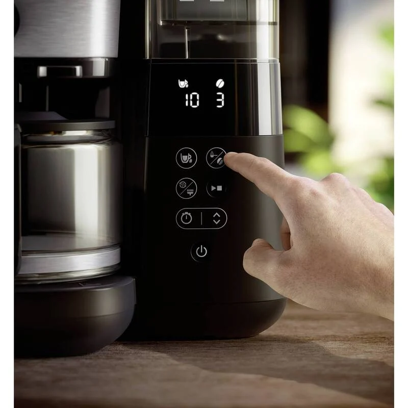 Philips HD7900/01 Kaffeemaschine Schwarz Silber Glaskanne Kaffee Mahlwerk
