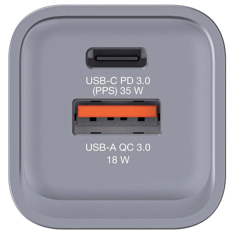 B-Ware Verbatim Reiseladeadapter Ladegerät GaN USB-C USB-A Grau Smartphone Tablet