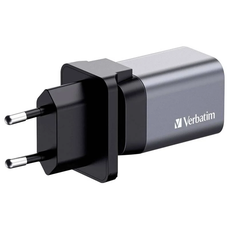 B-Ware Verbatim Reiseladeadapter Ladegerät GaN USB-C USB-A Grau Smartphone Tablet