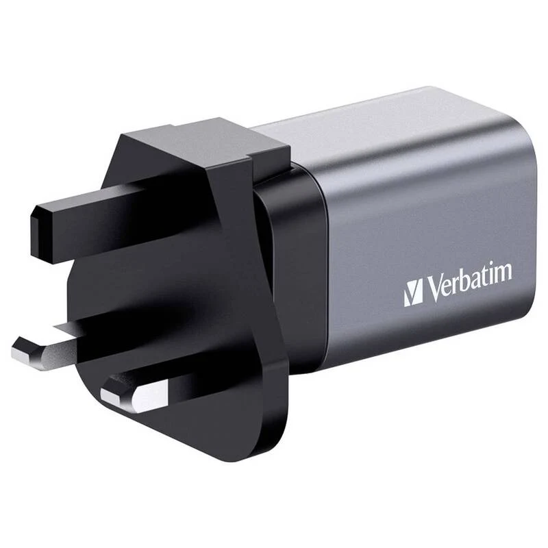 B-Ware Verbatim Reiseladeadapter Ladegerät GaN USB-C USB-A Grau Smartphone Tablet