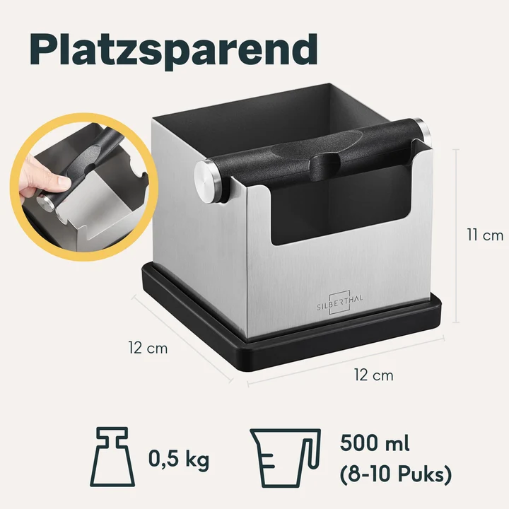 B-Ware SILBERTHAL Abklopfbehälter Knockbox Abklopfer Kaffeesatz Tamper Edelstahl537
