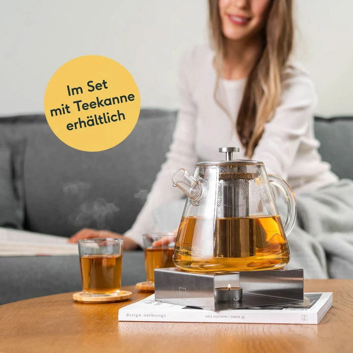 B-Ware SILBERTHAL Stövchen Teewärmer Edelstahl Teelichthalter Glaskannen 2 STÜCK