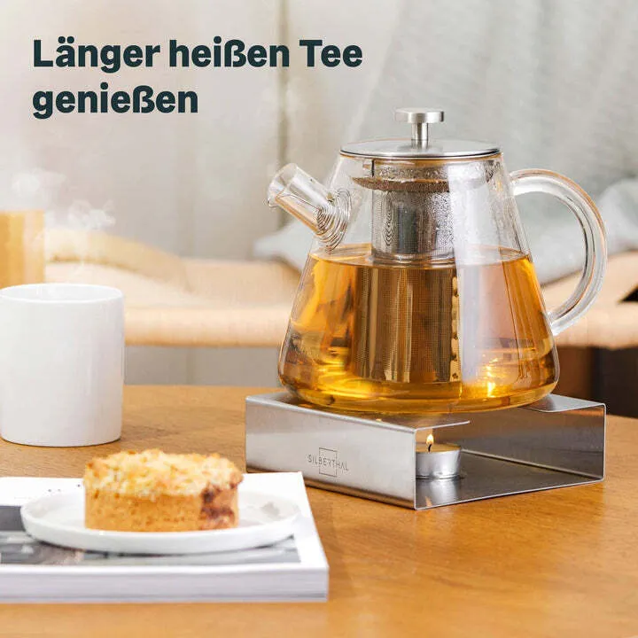 B-Ware SILBERTHAL Stövchen Teewärmer Edelstahl Teelichthalter Glaskannen 2 STÜCK