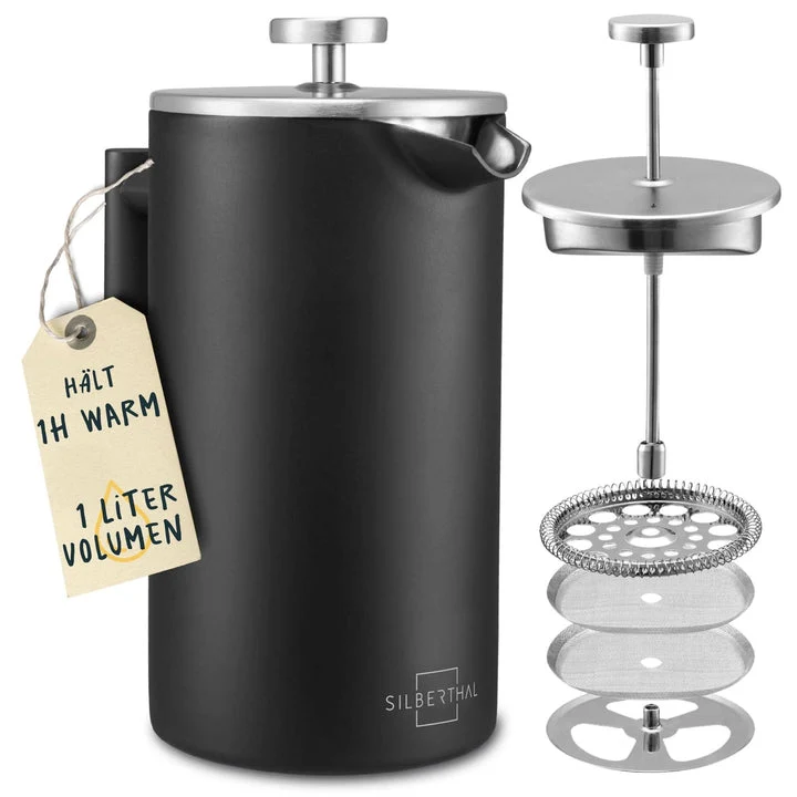 B-Ware SILBERTHAL French Press Kaffeebereiter Kanne Edelstahl Schwarz Kaffeebereiter280